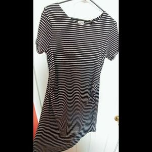 Feathers Maternity B&W Striped Dress